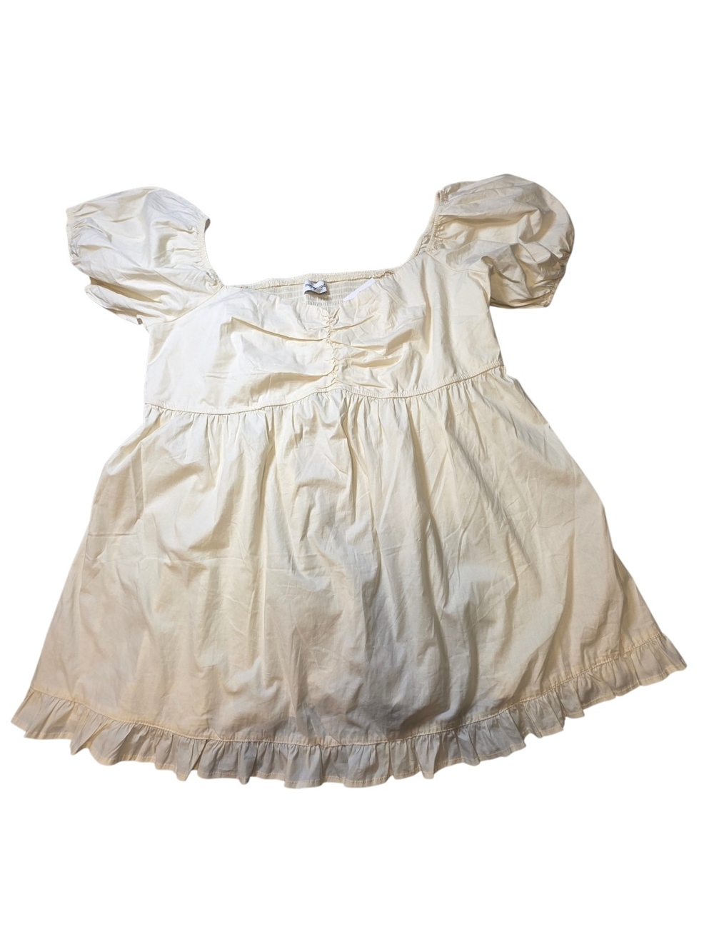 NWT Motherhood Maternity Cream Babydoll Puff Sleeve Smocked Ruched Top XXL